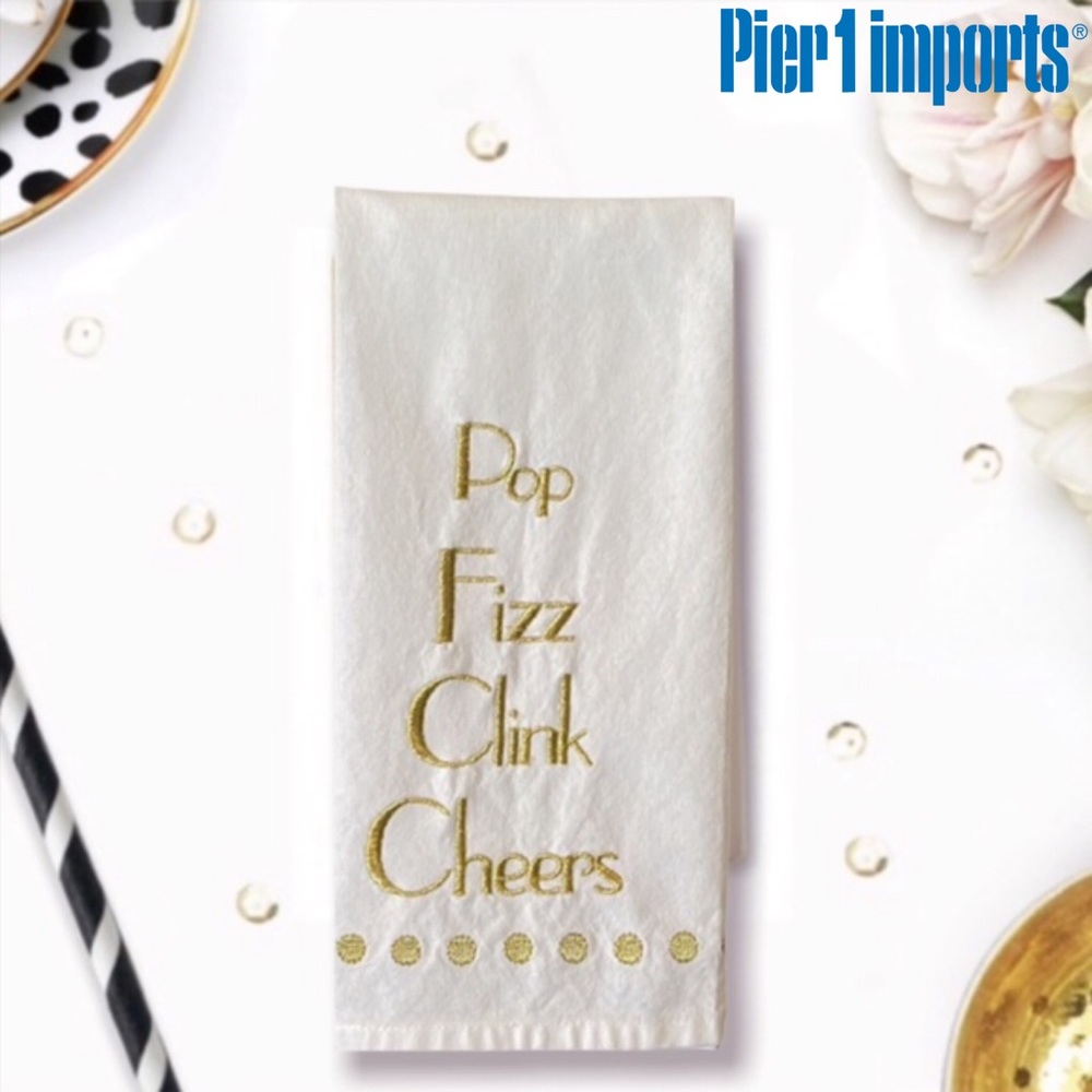 Pier 1 Pop Fizz Clink Cheers Kitchen Towel